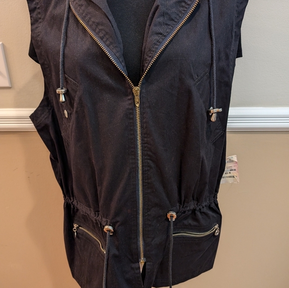 NWT. VINTAGE Jones New York long cotton hooded vest. Size medium. - Picture 2 of 9